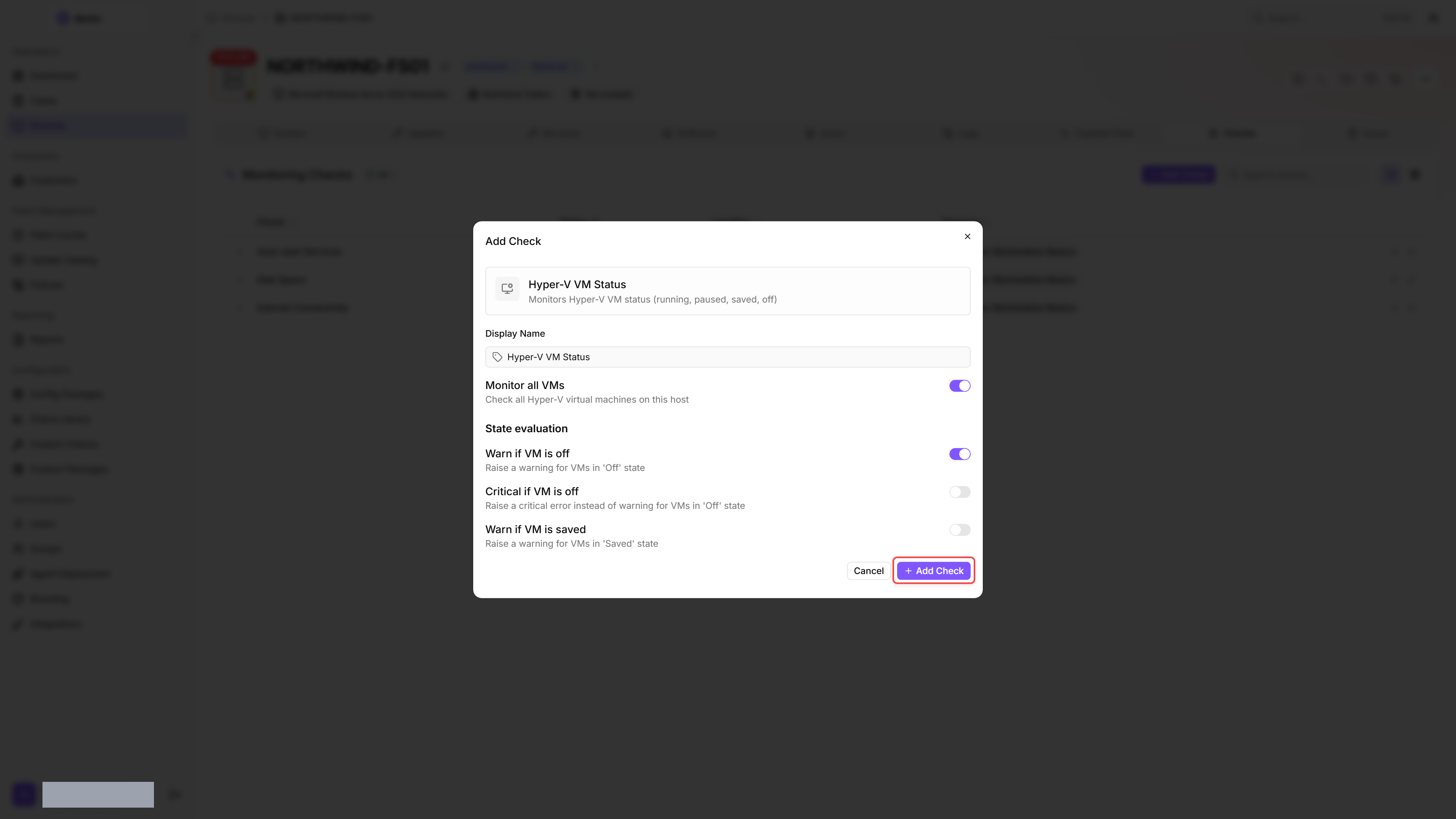 Configuration dialog