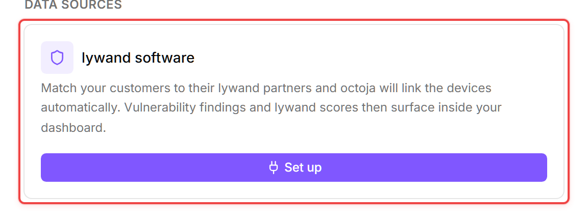 The Integrations page Other platforms section, showing the lywand software card in its connected state β a Customers matched 3/8 amber progress bar (partial mapping) with Match customers and Disconnect controls in the footer.
