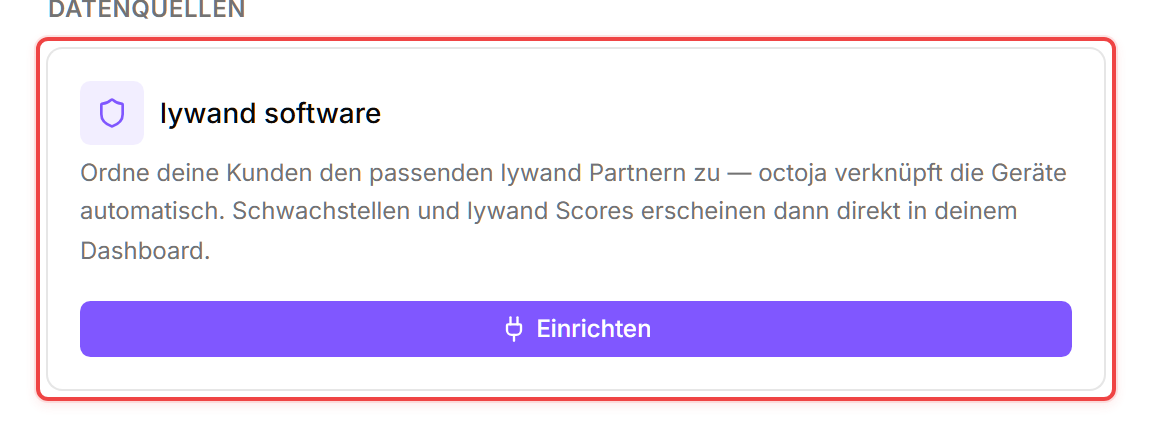 Der Abschnitt Weitere Plattformen auf der Seite Integrationen mit der Karte lywand software in ihrem verbundenen Zustand — ein gelber Fortschrittsbalken „Kunden zugeordnet 3/8
