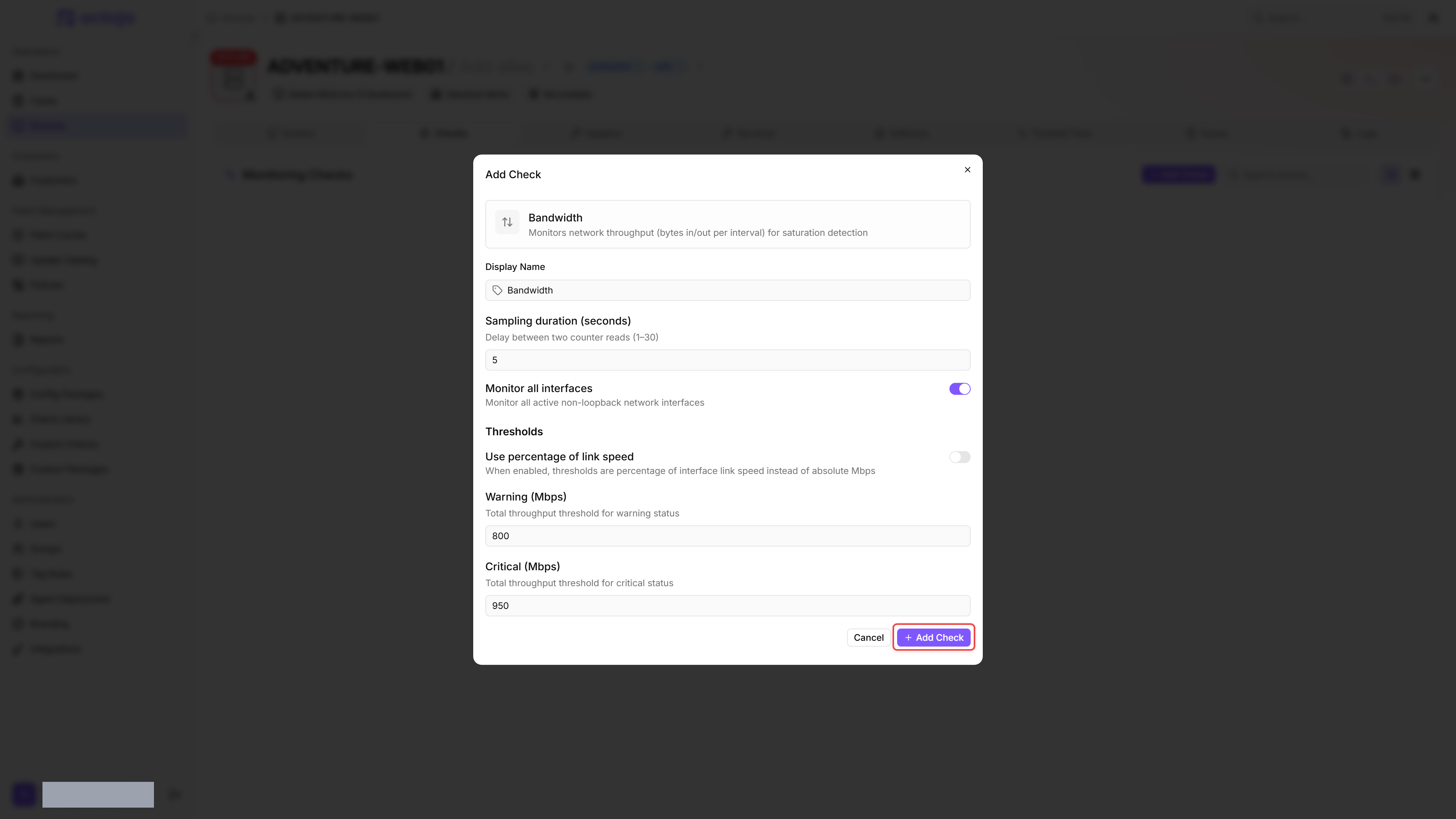 Configuration dialog