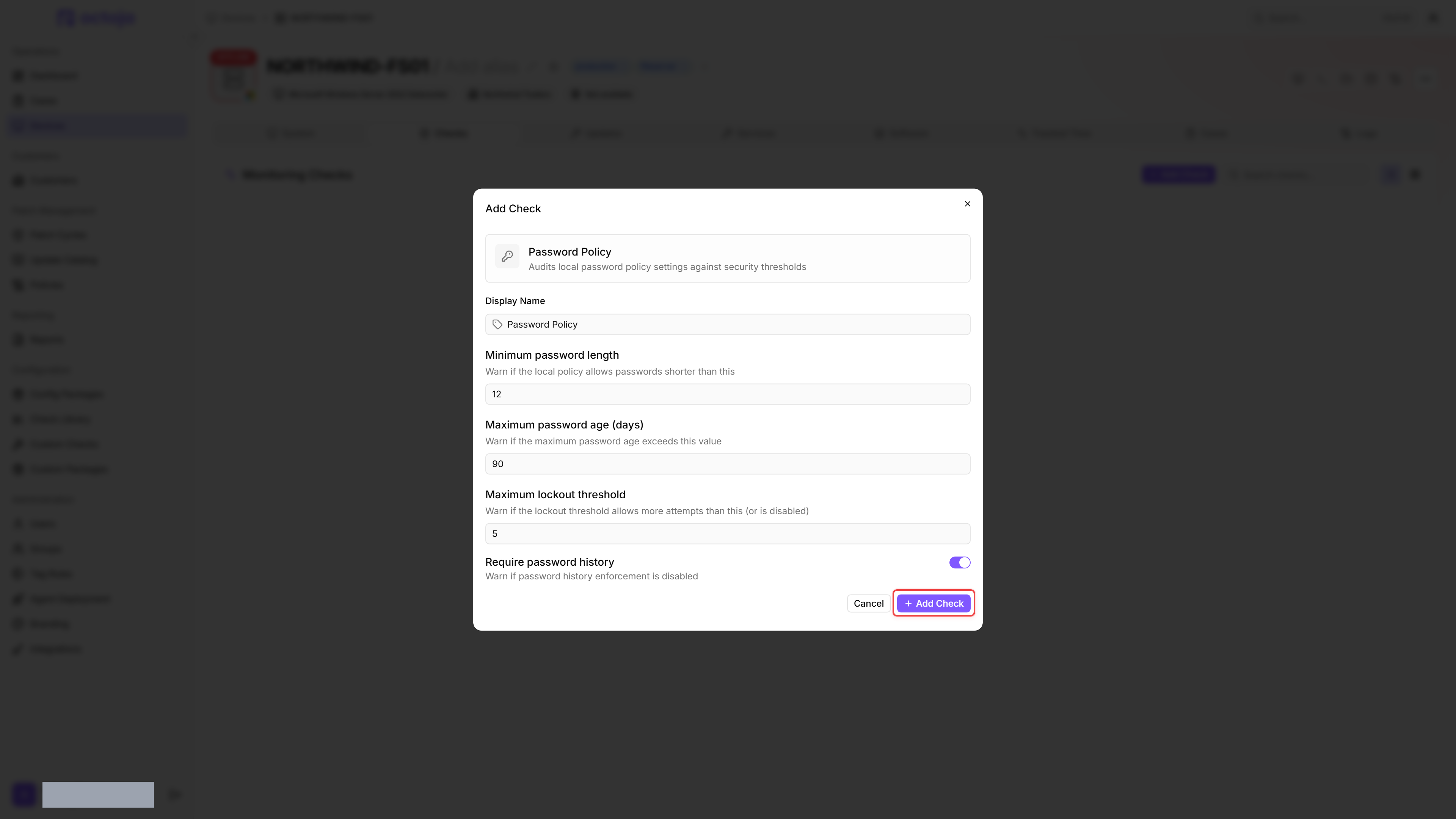 Configuration dialog