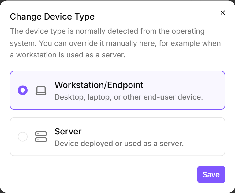 Change a device's type