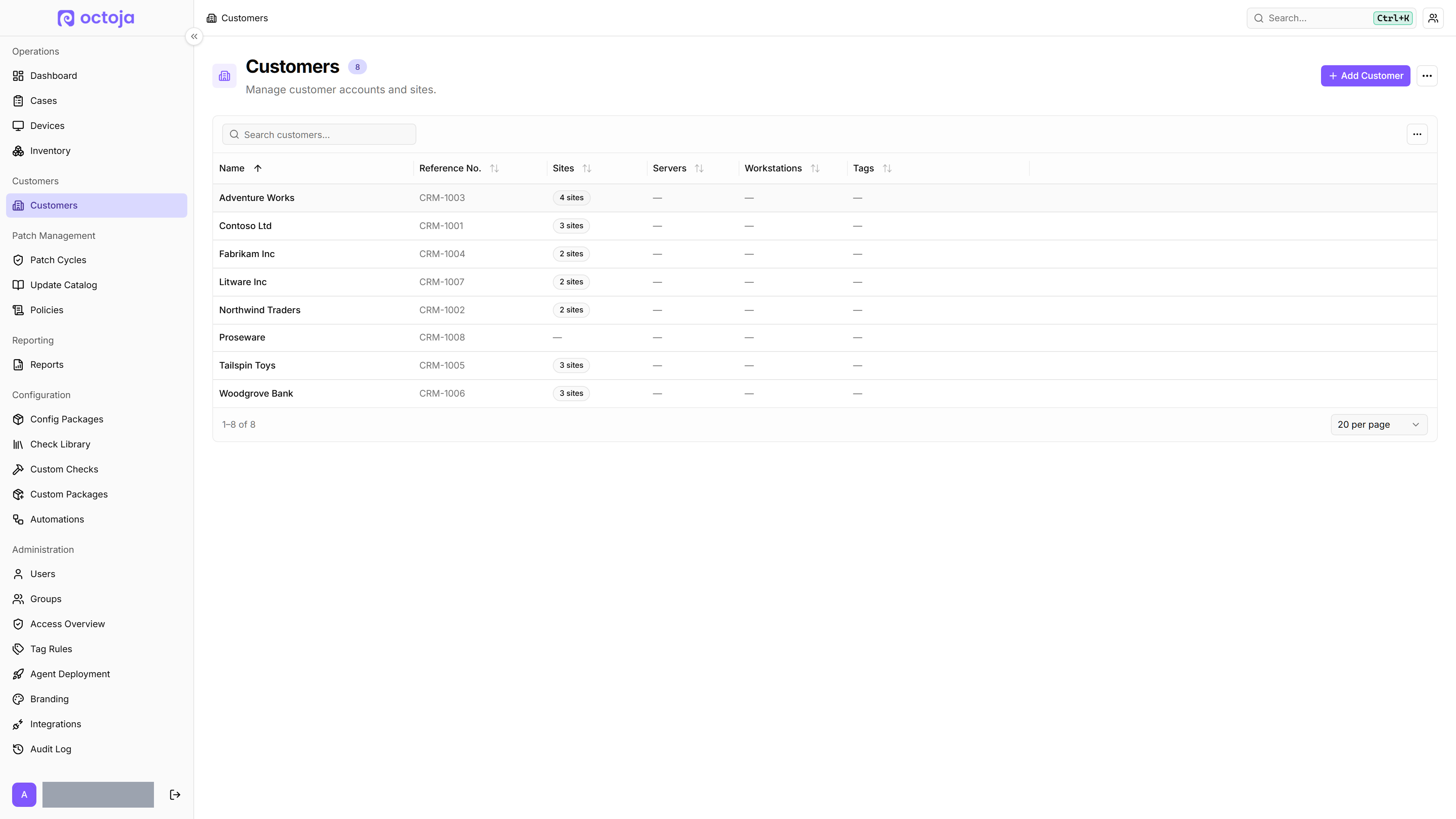 Sort, filter, and export across every table