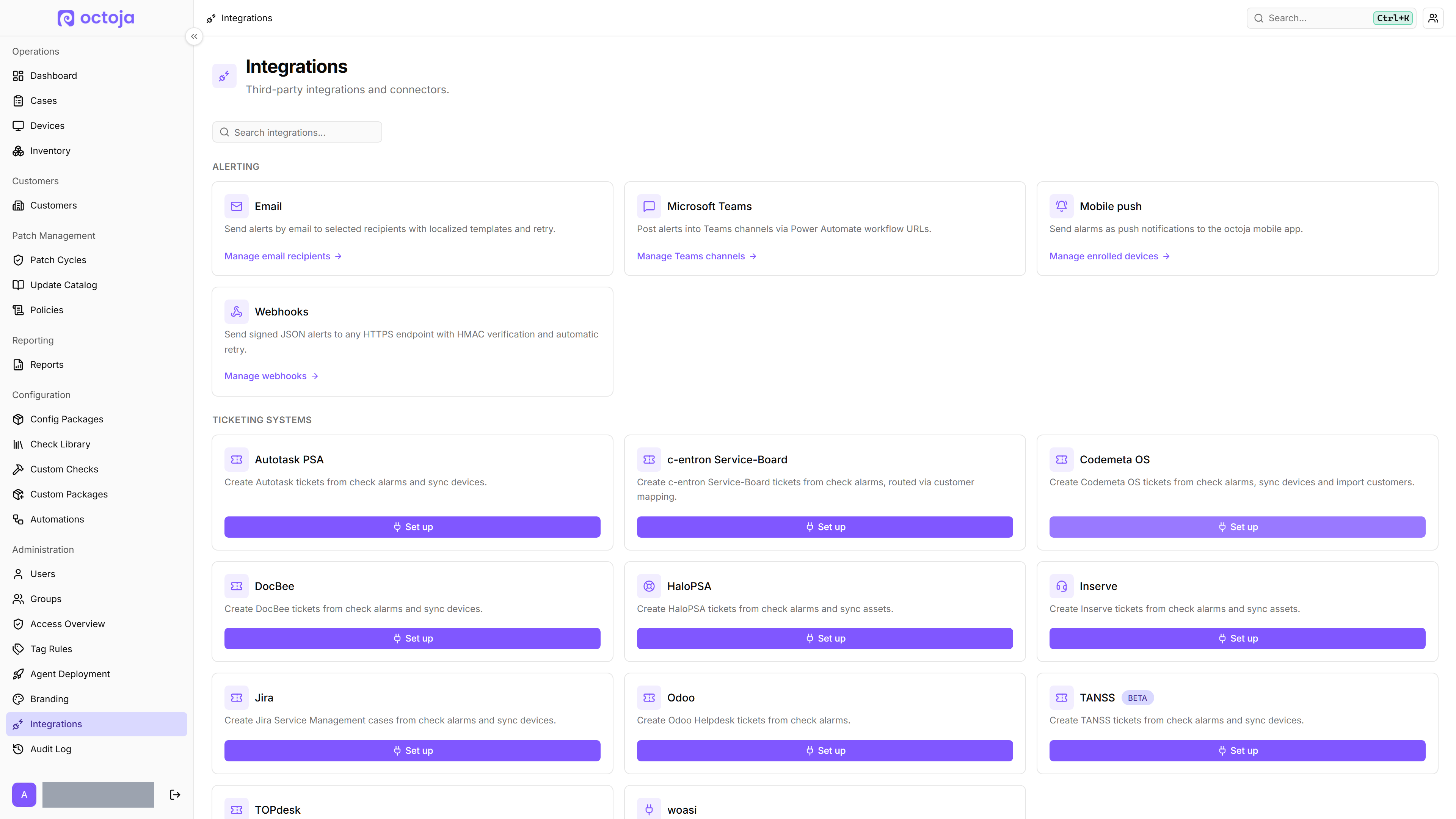 A clearer integrations page