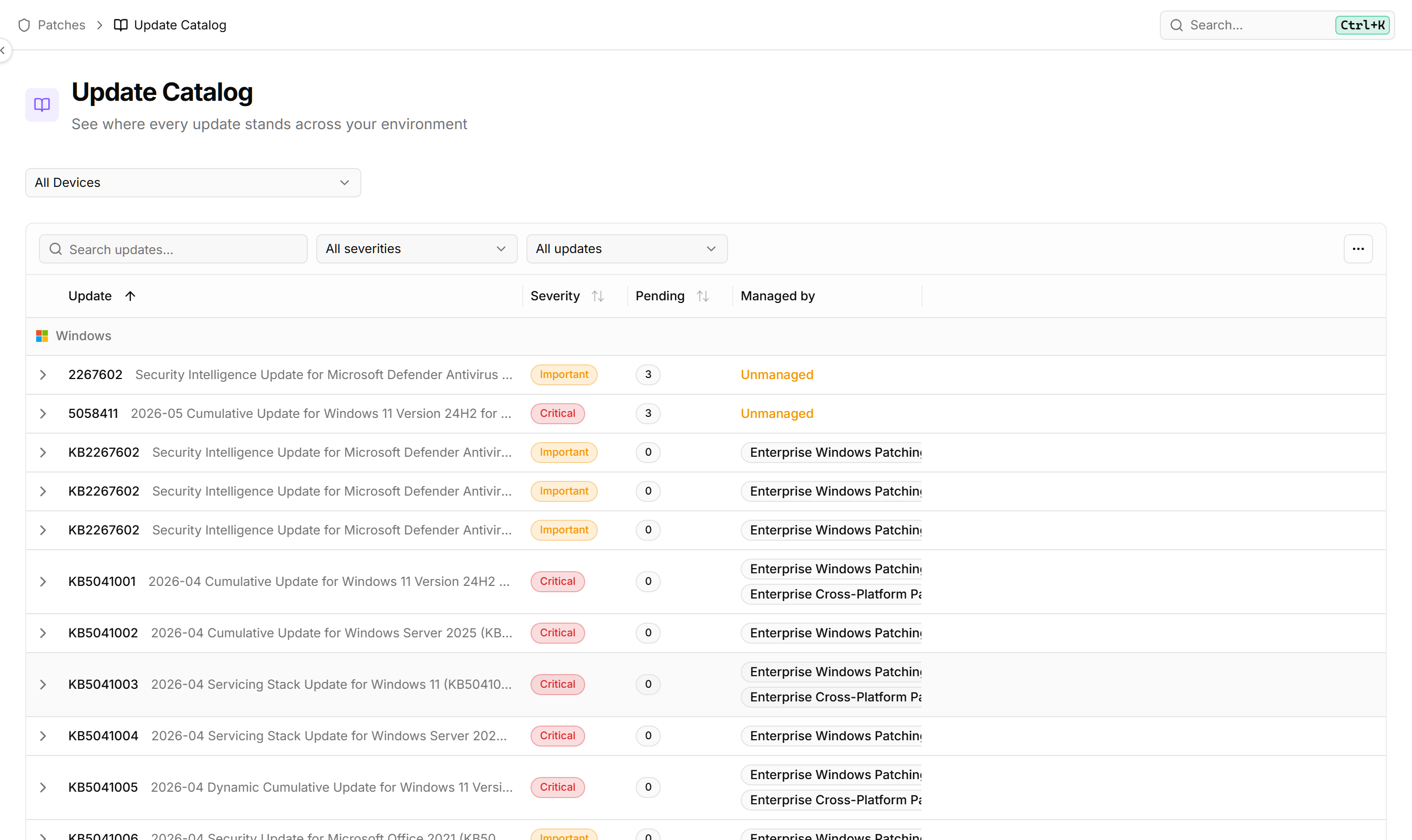 Patch screens display correctly with large policies and long update names
