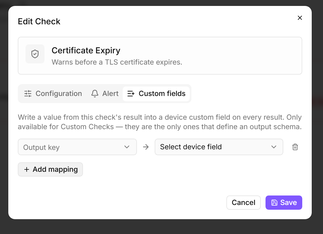 Check "Custom fields" tab