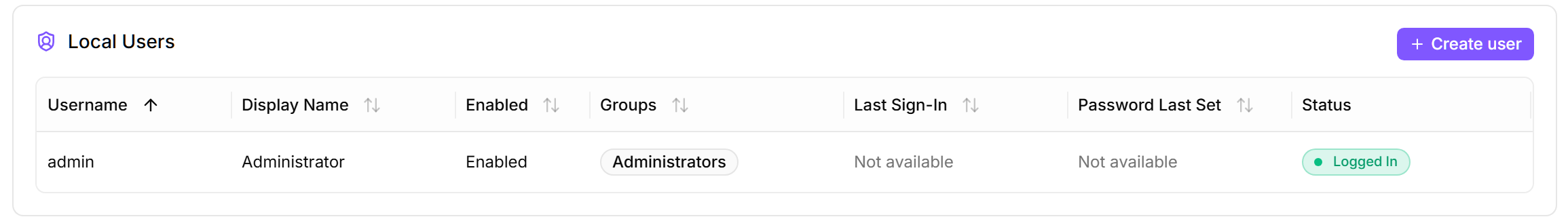 Manage local users from a device