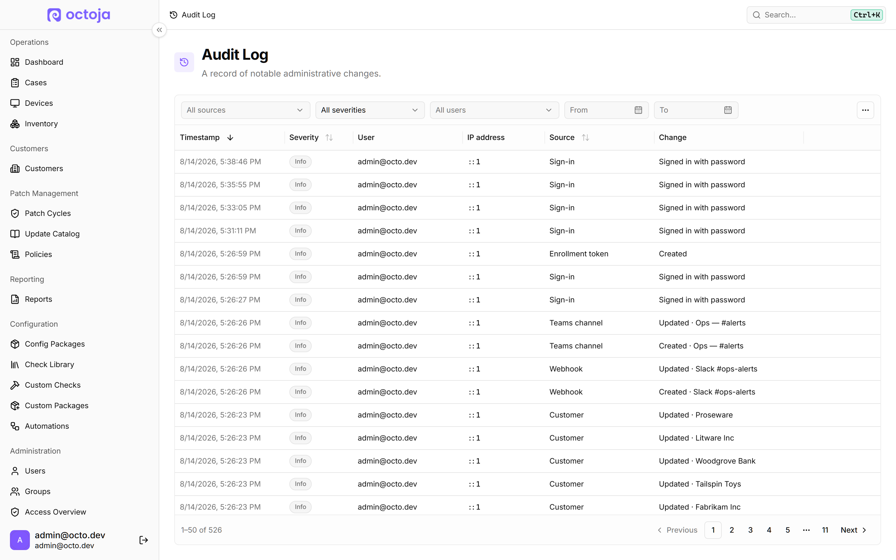 Anmeldungen, IP-Adressen und CSV-Export im Protokoll