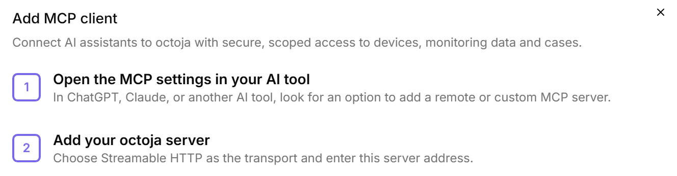 octoja MCP server for AI assistants