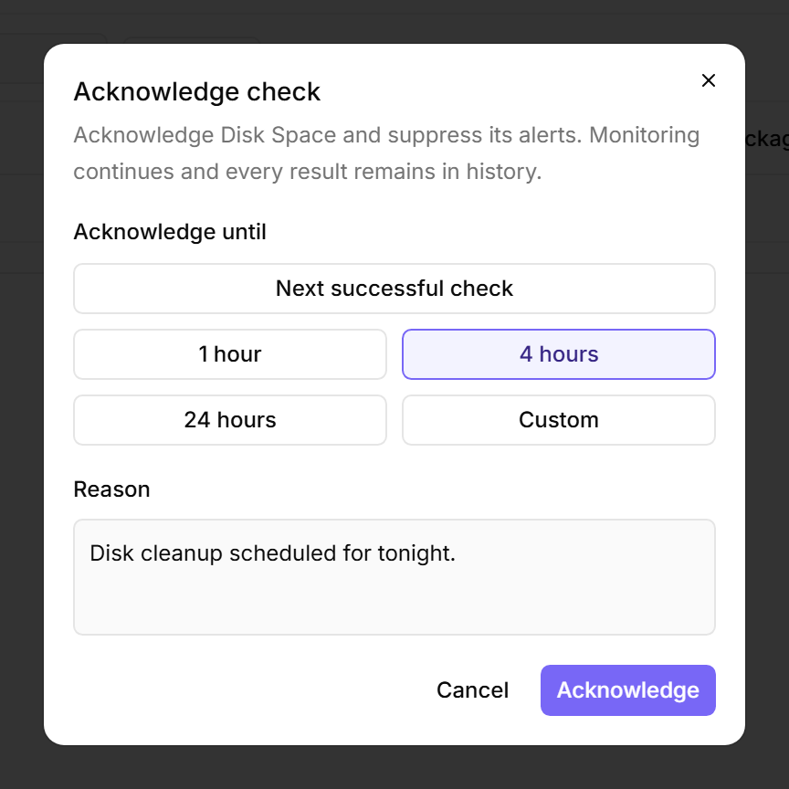 Acknowledge checks