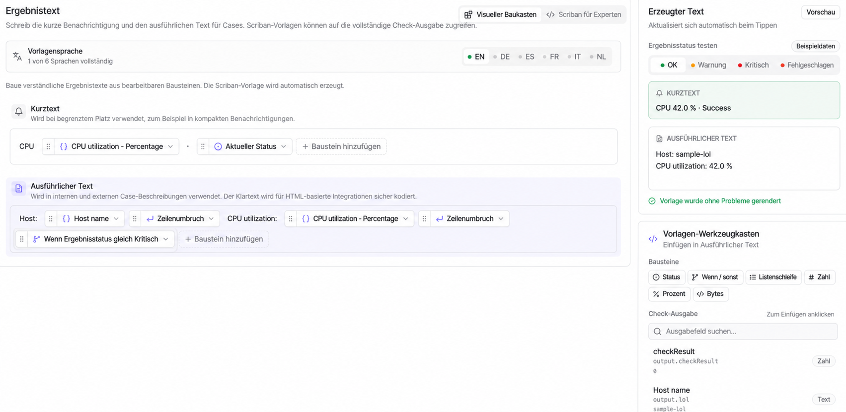 Visueller Ergebnis-Editor für eigene Checks